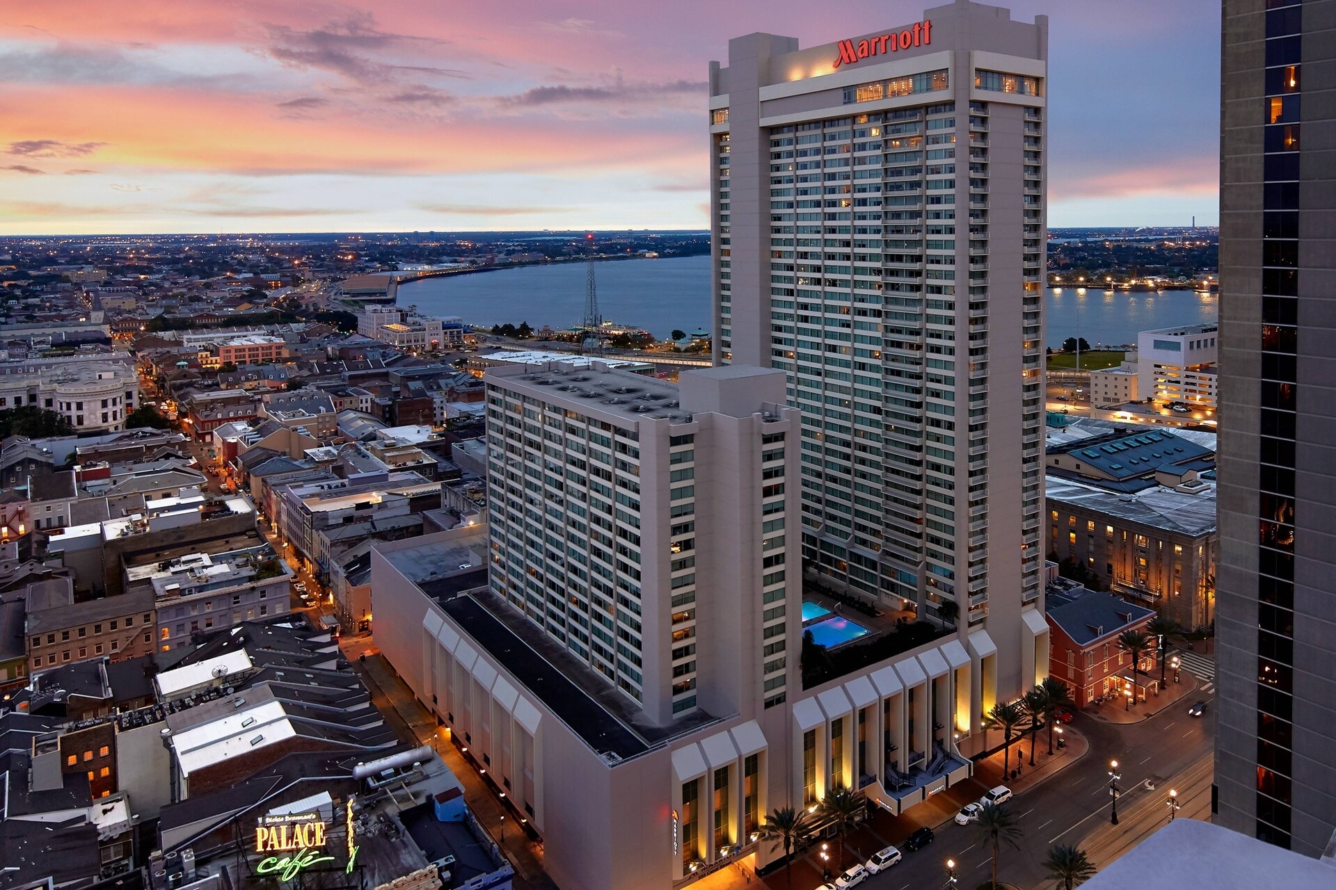 Exterior of New Orleans Marriott on Canal Street.